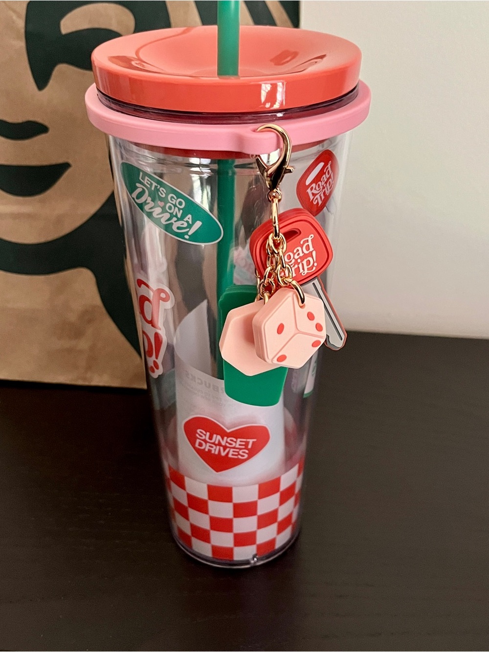 NWT Starbucks + Dandy Summer Road Trip Cold Cup Tumbler w/Charms 24 Oz Colorful - Picture 3 of 7